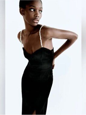 Zara Pearl Strap Satin Effect Dress